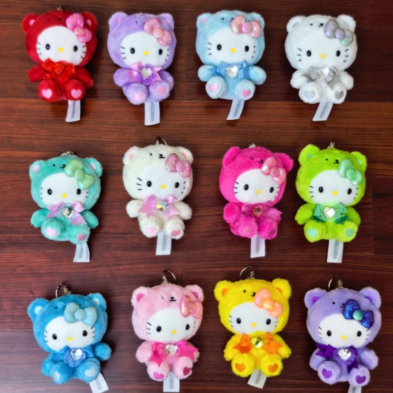 

Kawaii Sanrio Hello Kitty плюшевая кукла брелок с кристаллами и камнями серии мягкая игрушка-котенок сумка Шарм-сюрприз кулон на день рождения подарки