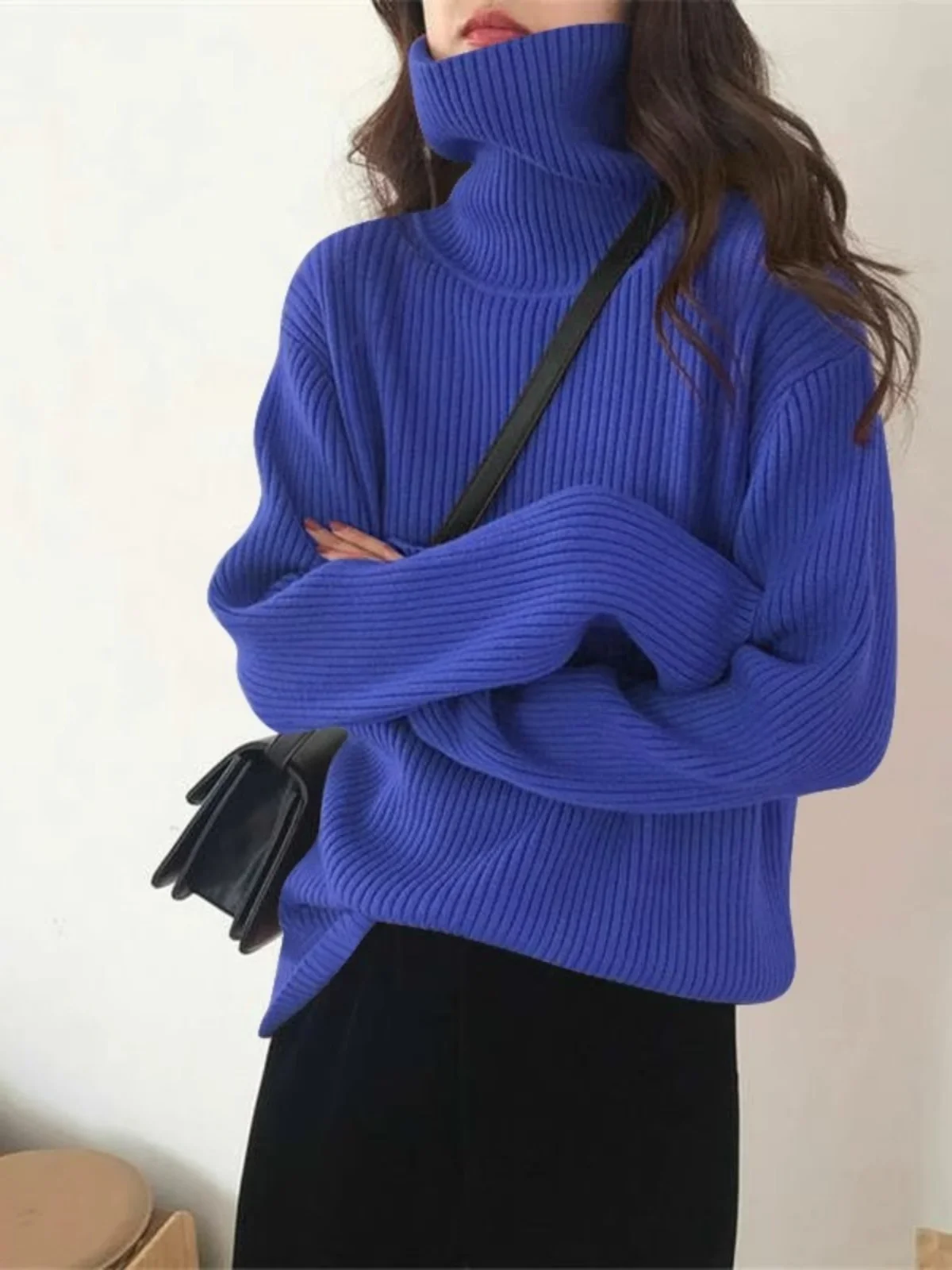 Japanese Lazy Retro High Collar Women's Knitwear Autumn Winter New Style Luxury Soft Inner And Outer Wear Top Holistic