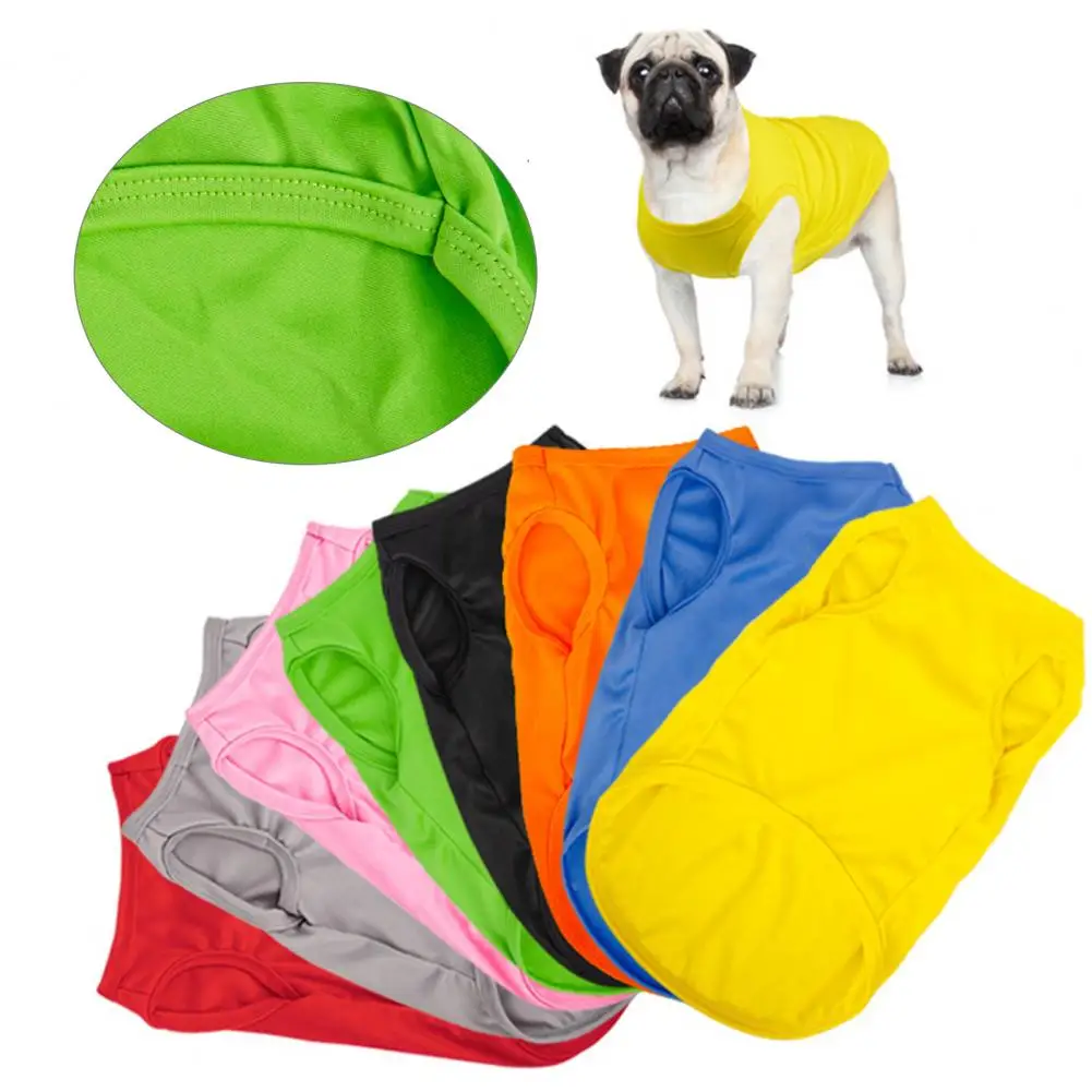 Dog Vest Solid Color Round Neck Elastic Cotton T-shirt Summer Pet Clothes Puppy Costume Dog Accessories gatos одежда для собак