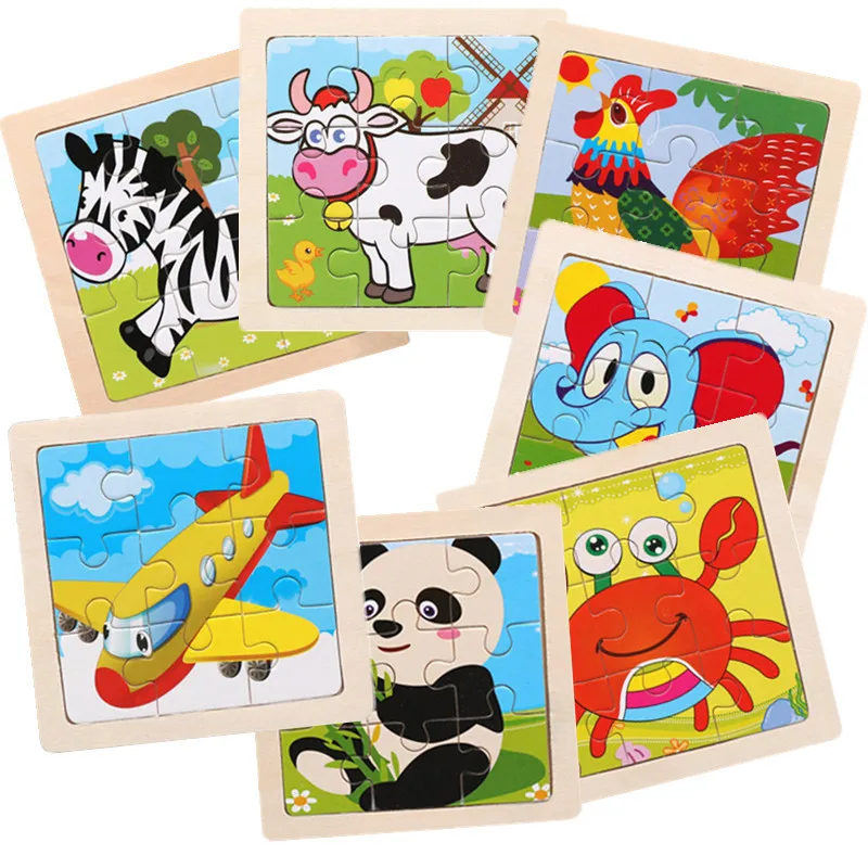 9pcs Puzzles for Toddlers 2-5 Years Old 3D Cartoon Animal Dinosaur Tiger Lion Ship Shape Jigsaw Montessori Toy for Baby\'s Toys