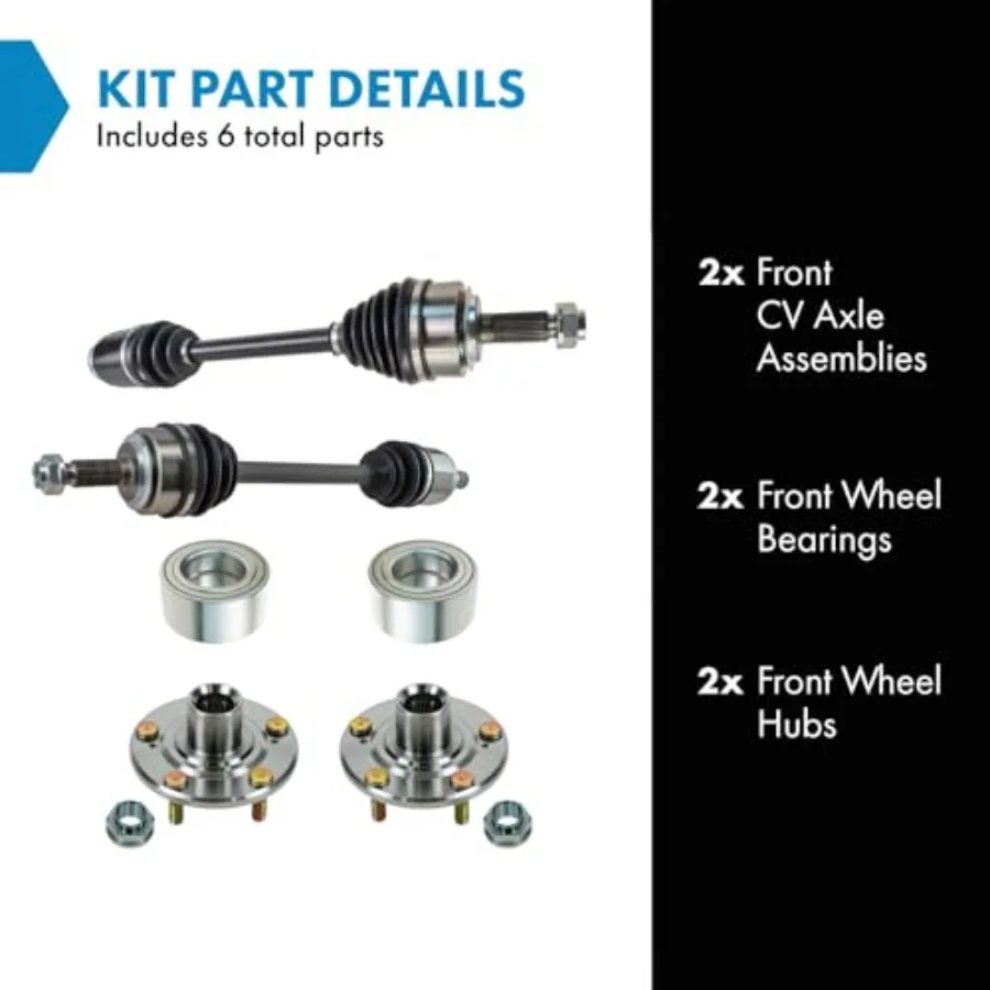مجموعات محور السيرة الذاتية الأمامية TRQ محامل العجلات محاور العجلات 6 قطع متوافقة مع ترقية الأداء الفضي Honda CR-V 2002-2004