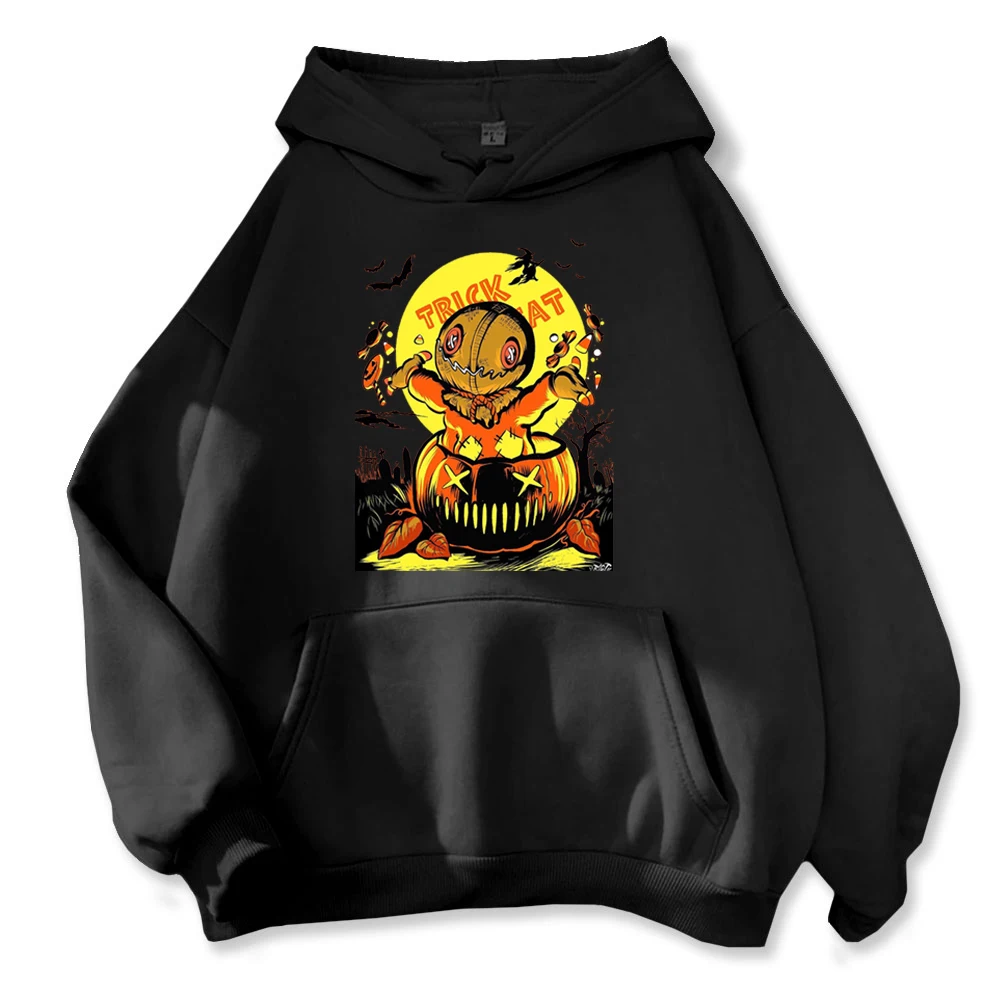 

Уютный пуловер с изображением трюка-сюрприз оранжевая фигурка на серой тыкве дизайнерские толстовки с принтом на заказ женская мужская Толстовка