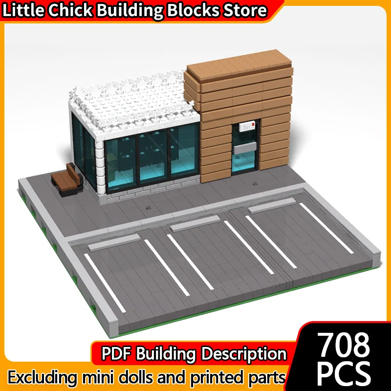 City Street View Model MOC Building Bricks Small Post Office Scene Modular Technology Gifts Holiday Assemble Children Toys Suit