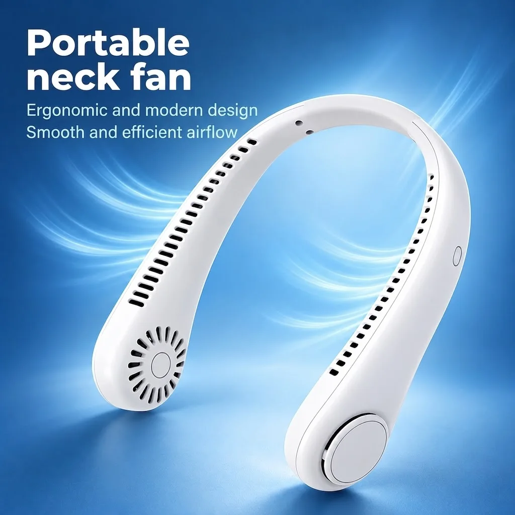 Portable Neck Fan Bladeless 4000mAh USB Rechargeable 3 Speeds Quiet Hanging Neck Fan Hands Free for Outdoor Travel Cooling