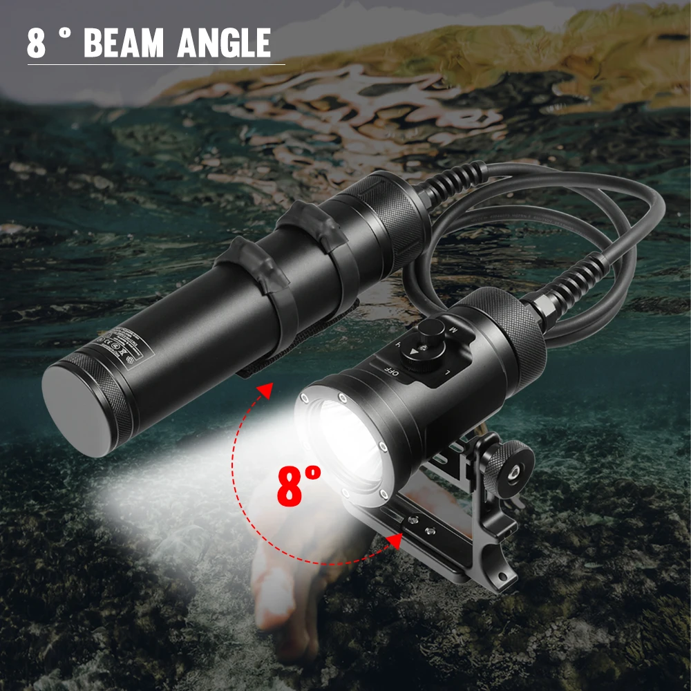 Asafee DT12 150M Underwater 5000LM SBT90 LED Lamp Diving Flashlight IPX8 Waterproof Scuba Torch Built-in 12Pcs Battery Lantern