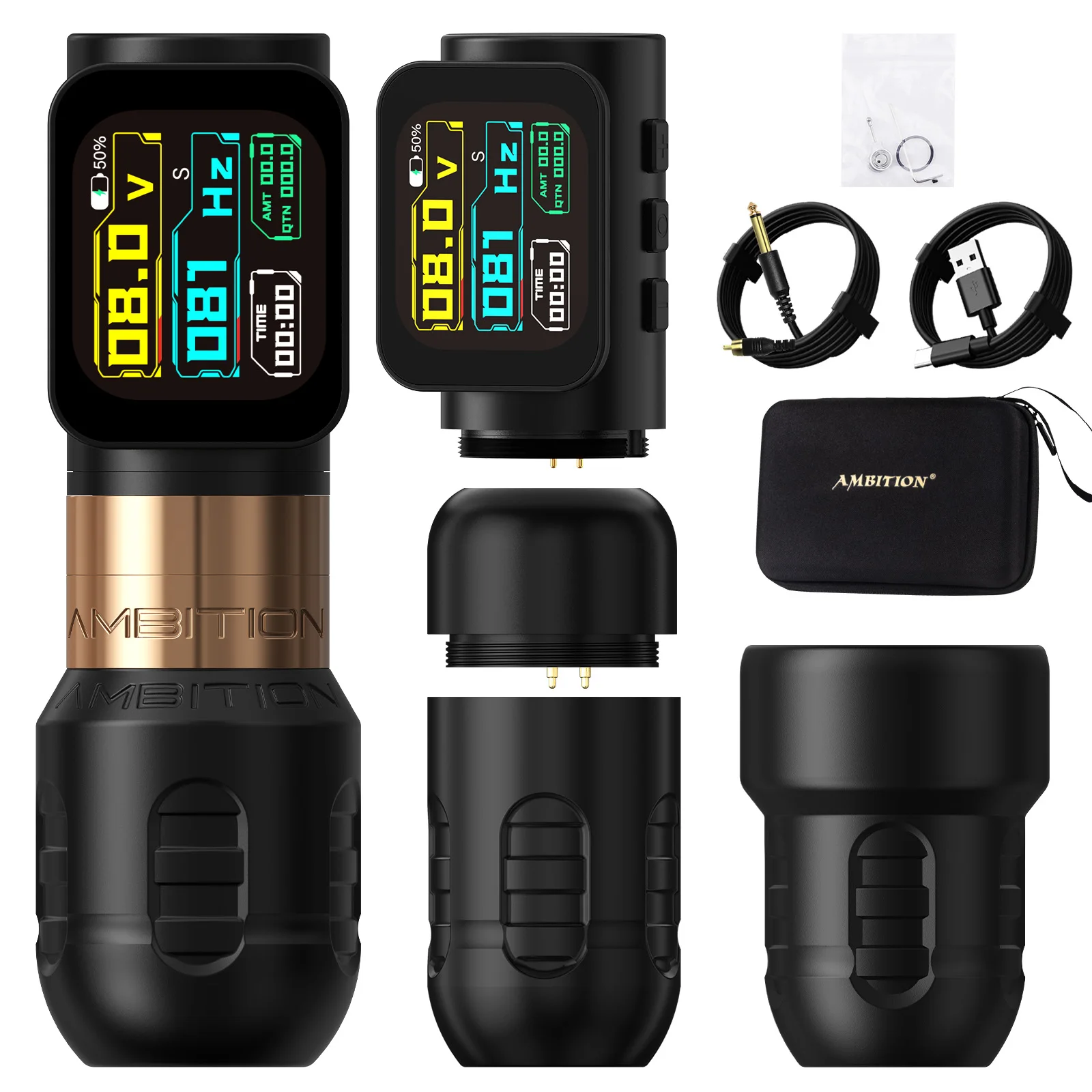 Ambitie Zetton Pro Rechte staafslag 3,5 mm + 4,0 mm Draadloze tattoo-machine Batterijpen 2400mA 1-12V Professionele borstelloze motor