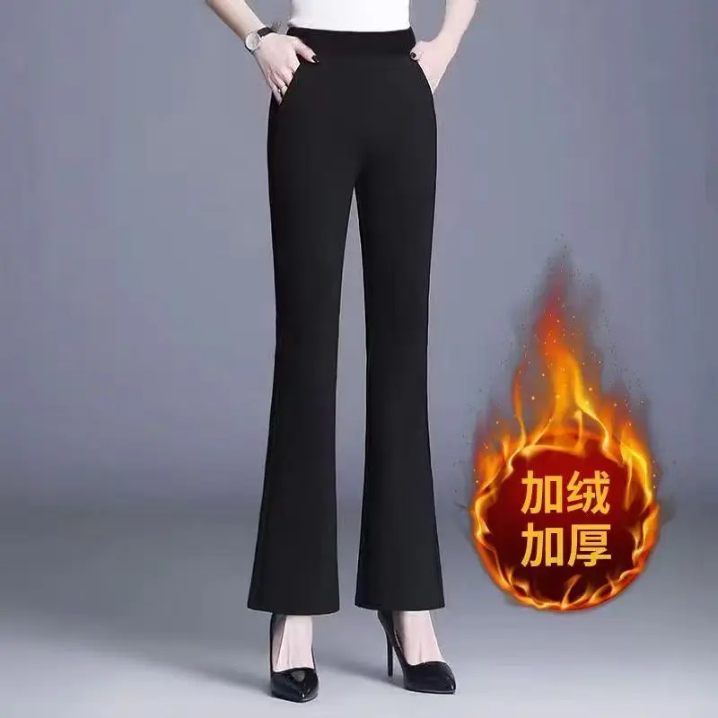 ارتفاع الخصر مايكرو متوهج السراويل النسائية الربيع الصيف رقيقة دعوى السراويل زائد حجم السراويل السوداء المرنة TT349 #2