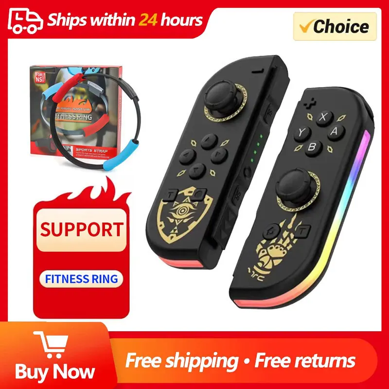 Joy Controller BT 5.2 RGB LED Switch L/R Joypad for Switch/Lite/Oled JoyCon Gamepads Joystick with Dual Vibration