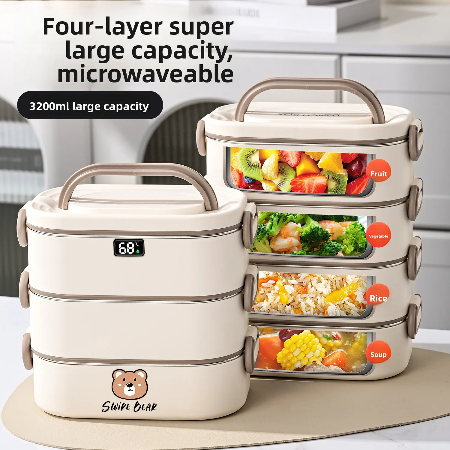 304 Stainless Steel Insulated Lunch Box Microwave Safe Multi-layer Portable Bento Box for Office Workers And Students 2026 De...