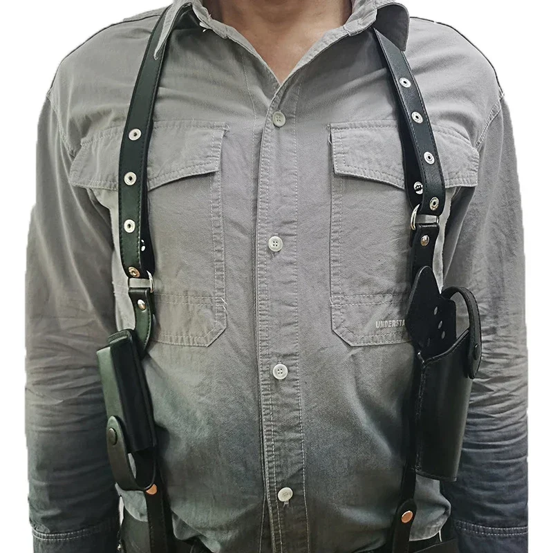 

Тактическая скрытая кожаная кобура для пистолета, кобура для подмышек для правой руки 92 1911, сумка для охотничьего ружья с аксессуаром для Mag Pouch