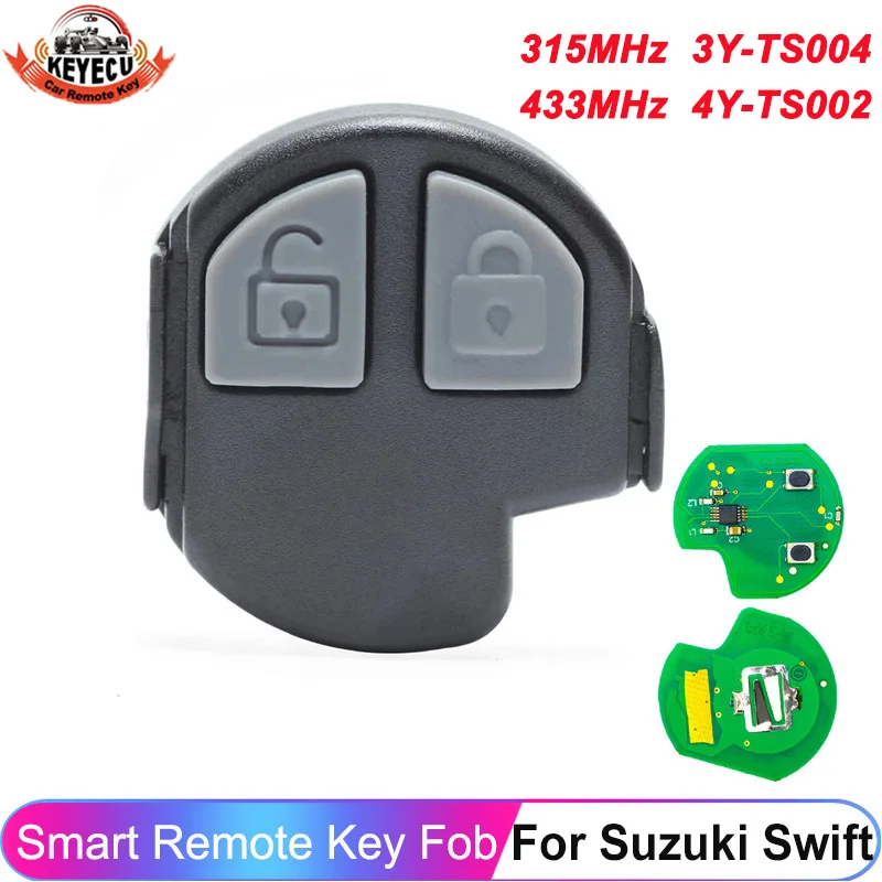 KEYECU For Suzuki Swift 2005 2006 2007 2008 2009 2010 Remote Control Board 3Y-TS004 315MHz ASK 4Y-TS002 433MHz FSK 2 Buttons Fob