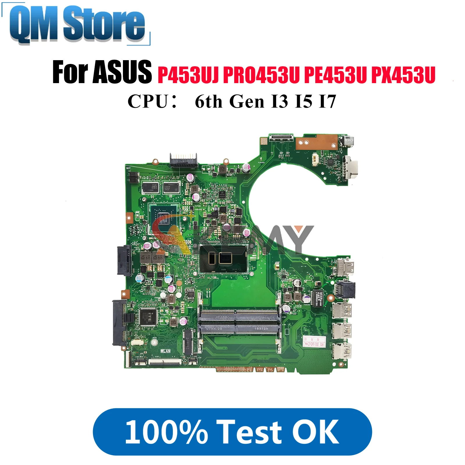

P453UJ Laptop Motherboard For ASUS ProArt P453U P453UJ PE453U PX453U PRO453U Notebook Mainboard With I3 I5 I7 CPU 100% tests OK