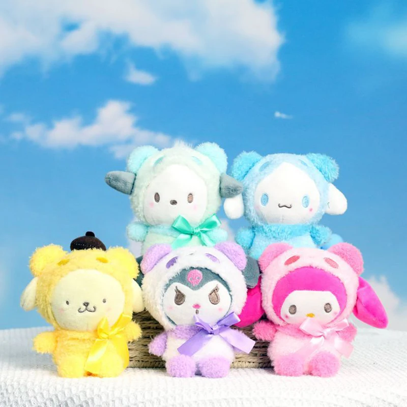 Sanrio Cartoon Anime Plush Toys Keychain 산리오 시나모롤 쿠로미 장난감 키링 Learning Outdoor Fun Stuffed Car Keychain Christmas Gift Decortoy