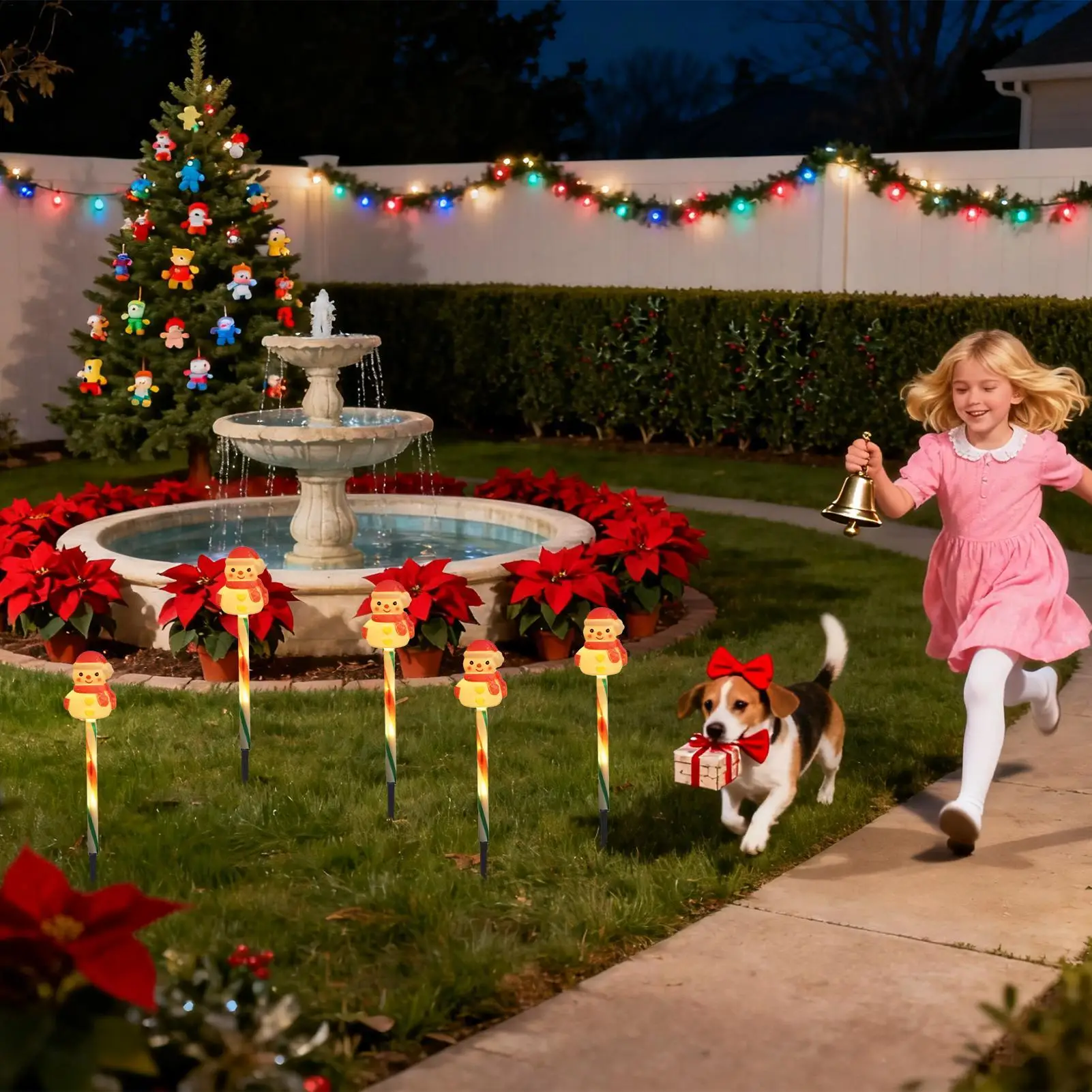 أضواء عيد الميلاد الشمسية في الهواء الطلق إضاءة مقاومة للماء حديقة ديكور ثلج سانتا الشمسية عيد الميلاد سلسلة أضواء لحديقة الحديقة الفناء