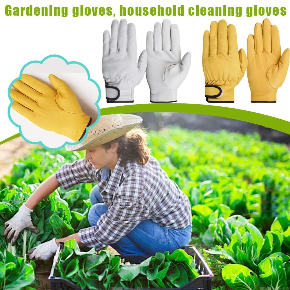 Labor Protection Gloves Sheepskin Wear-resistant Garden Cleaning Daily Comfortable Gloves Gloves Breathable Leather Househo R6I9