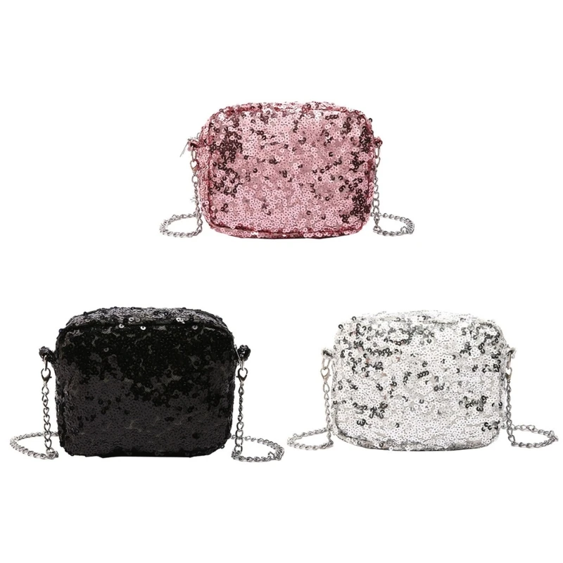 Fashionable Evening Purse Crossbody Handbag With Sparkling Sequined Decoration