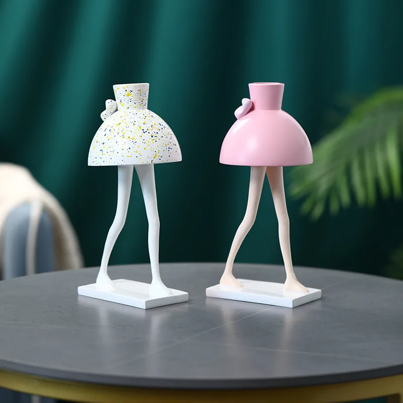 Pink Flapper Vase Delicate Art Resin Crafts Nordic Light Luxury Living Room Home Decoration Decoration Housewarming Gift