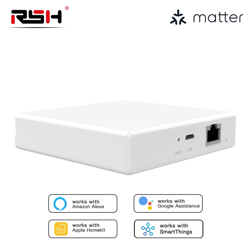 RSH Matter-Hub de enlace inteligente para el hogar, Hub Homekit, Tuya, Zigbee, multimodelo, Zigbee, Google Home, Control por aplicación Smart Life