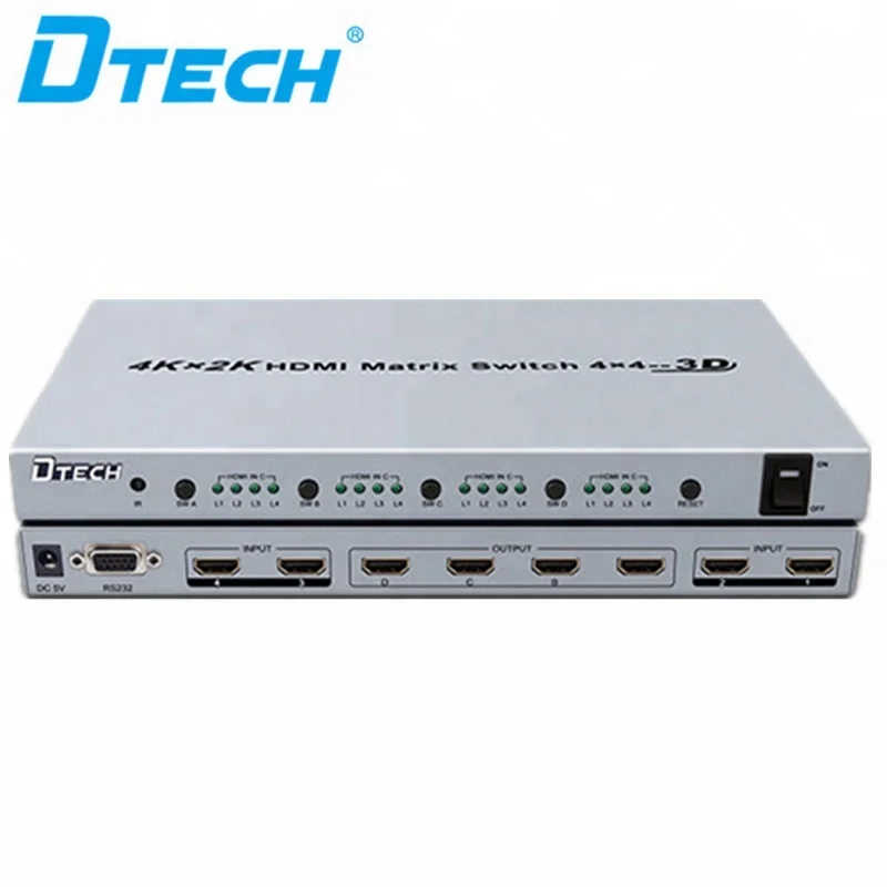 Dtech 고품질 3D 4Kx2K HDMI 매트릭스 스위처 4입력 4출력 HDMI 매트릭스 스위치 4x4