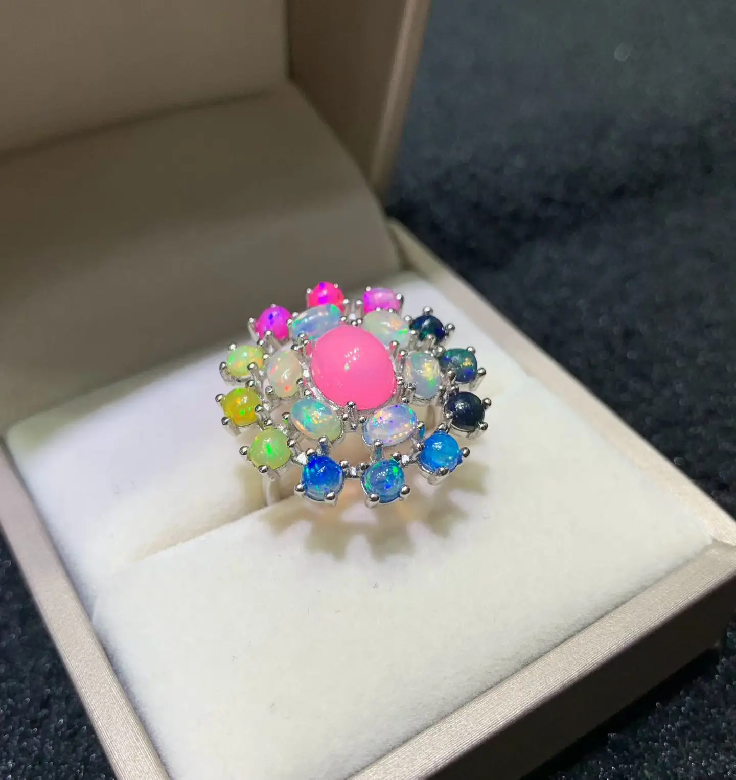 Elegant Natural Opal Rings Sterling 925 Silver Multi Color for Women Birthday Party Fine Jewelry October Birthstone - view 4