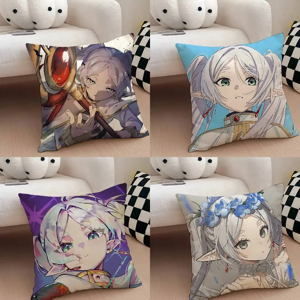 Cute F-Frieren Pillow Case Cushion Cover Soft Cute Throw Pillow Case For Car Sofa Pillowcase Polyester With