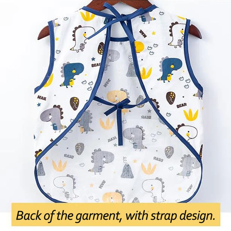 Baby\'s sleeveless waterproof bib apron children\'s reverse-wearing garment breathable and wash-free summer mealtime apron