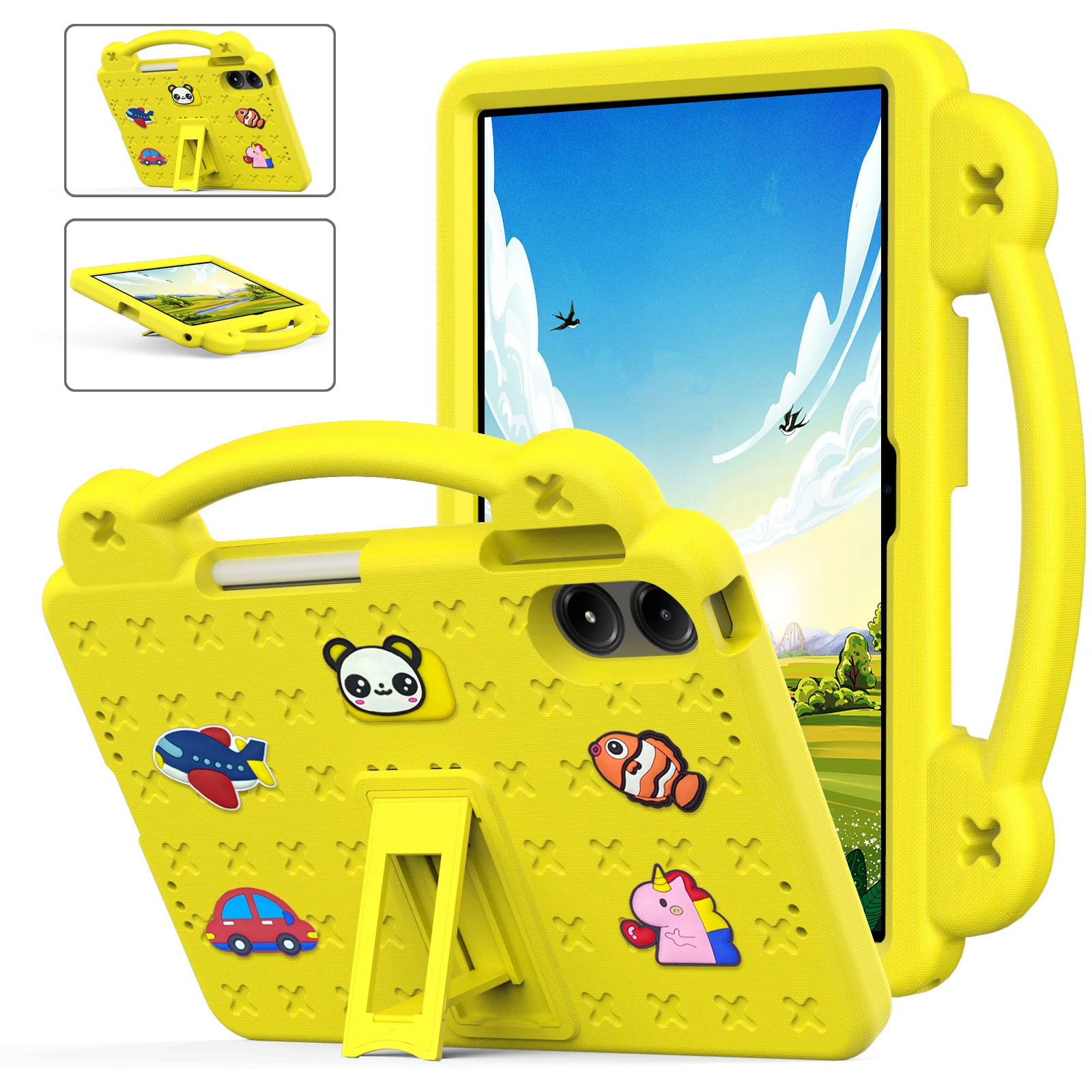 Dziecięcy, samodzielnie montowany futerał z pianki EVA do tabletów Xiaomi Poco Pad X1, C1, M1, 9, 8, 7 Pro 11,2", Redmi Pad 2 11", 9,7", Pro 12,1", SE 4G 8,7" – etui z podstawką. — zdjęcie produktu 7