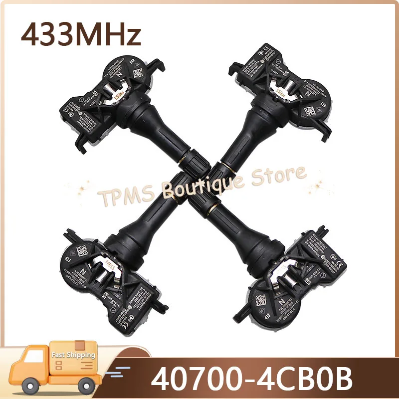 4pcs TPMS Sensors 433MHz 40700-4CB0B 40700-4CB0A For Nissan Altima Juke Kicks Lannia Qashqai Sylphy Teana Tiida X-Trail Leaf