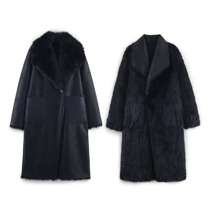 

2025 Fall New Women's Fashion, stylish and versatile, reversible faux fur jacket.