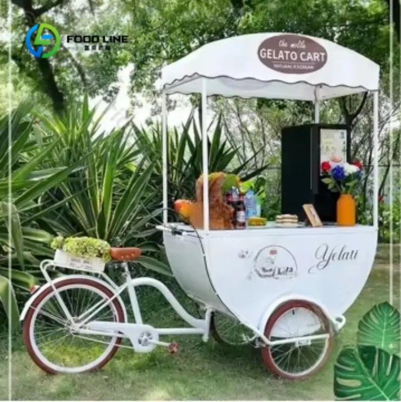 

Custom Fully Equipped Ice Cream Push Cart Large Wheels, and Umbrella Holder for Farmers Markets Weddings Birthday Parties
