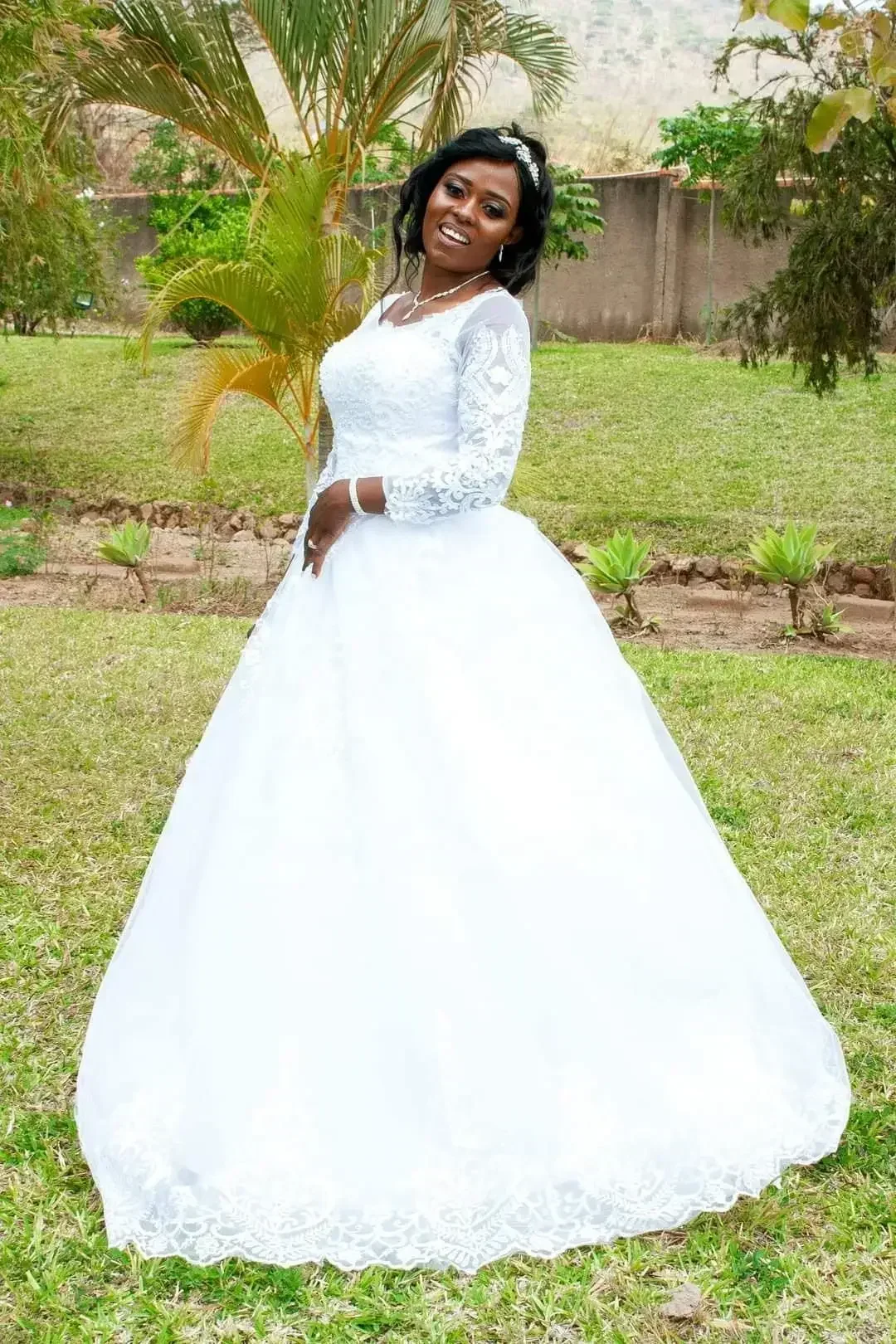 Maßgeschneidertes Design für afrikanische schwarze Frauen, Hochzeit, 3/4-Ärmel, Ballkleid, Applikation, Brautkleid 2023