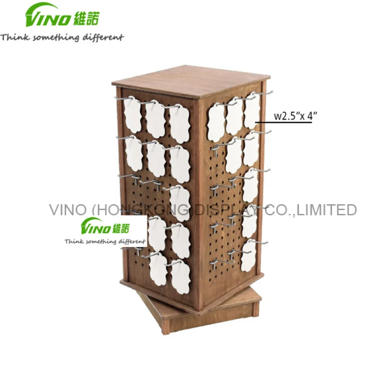 custom.Wooden Jewelry Display with Hooks, Wooden Card Racks - Spinner Display Stand, Pegboard Rotating Earrings Display