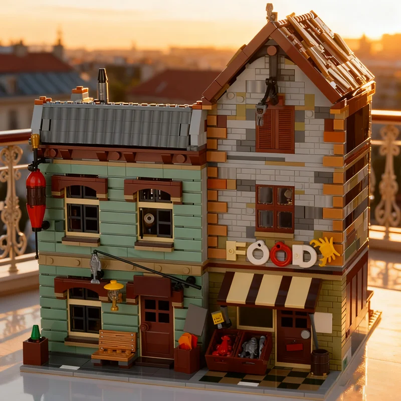 1991pcs MOC Modular Bait Shop Grocery Creative Advanced Build Model Building Blocks DIY Art Set Mega Mini Large Iconic Toy Gift