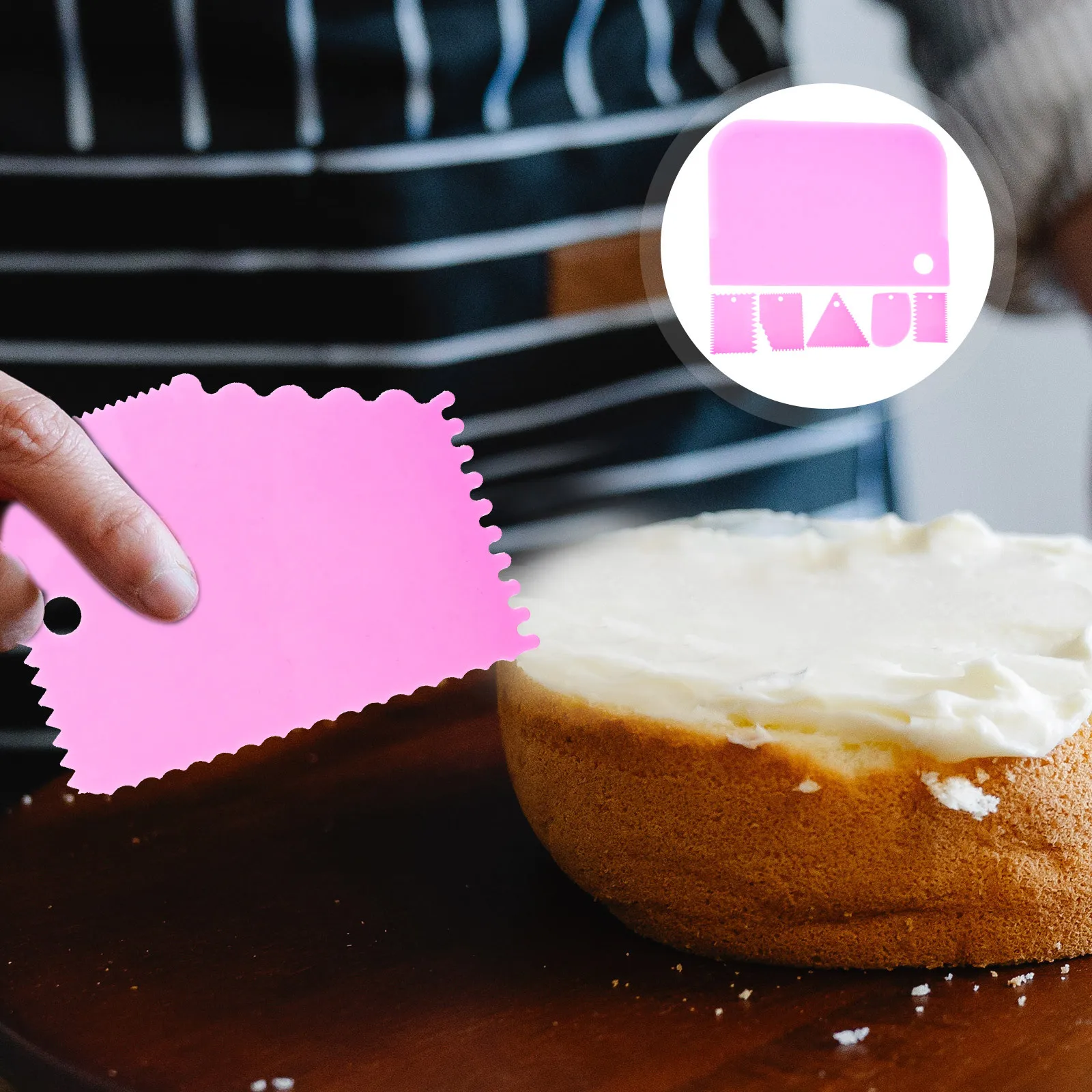 

1 Set Cake Scrapers Smoother Plastic Dough Scraper Reusable Baking Tools For Cake Decorating Kitchen Portable Cream Scraper