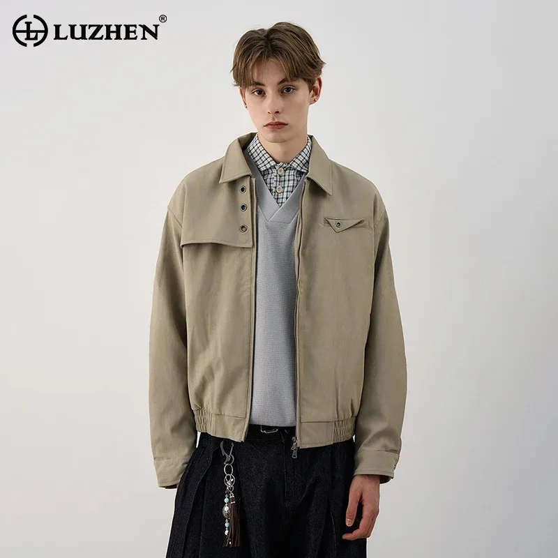 

LUZHEN Niche Design Original Shoulder Patchwork Design Solid Color Casual Jacket Men's 2025 New Elegant Handsome Clothes JY4813
