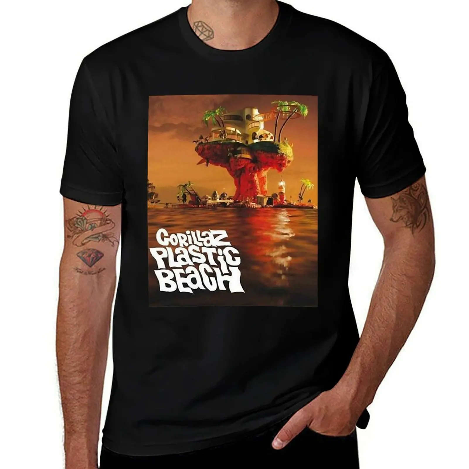 sunset plastic beach T-Shirt Summer Holiday Casual Tee T-Shirt