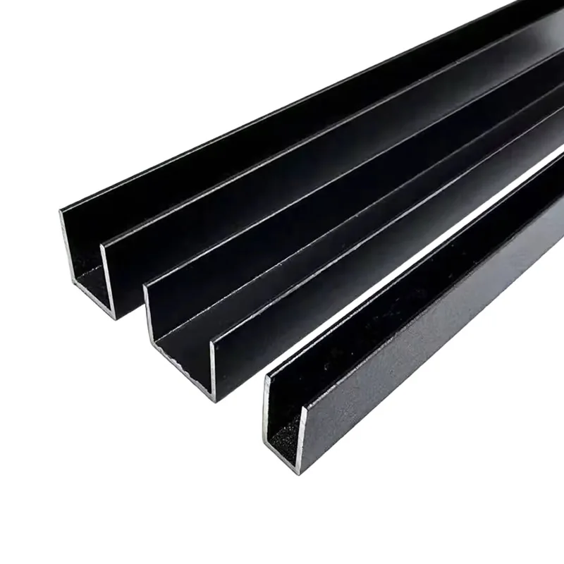 Fente en aluminium noire à rainure en forme de U, largeur intérieure équilatérale 15 16 17 18 20 23mm 17x20 17x10 20x10 22x22 25x30 25x5 27x30