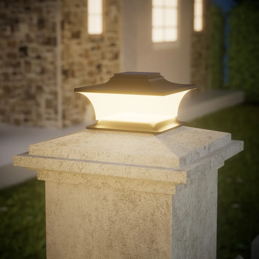 Solar Post Cap Light LED Fence Light Auto On Solar Powered Post Light Waterproof Outdoor LED Light for Garden Patio Porch