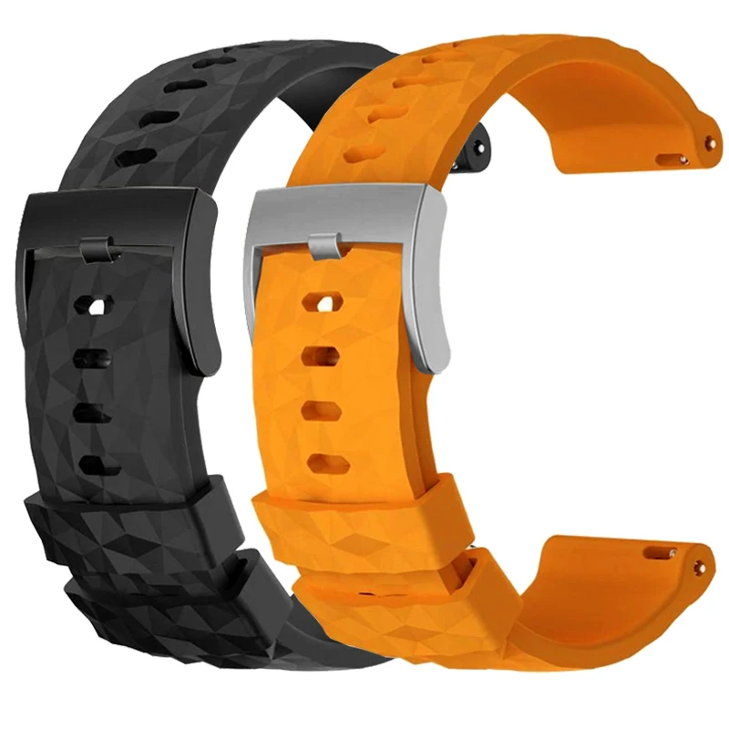 Sports Waterproof rubber watchband Fit suunto TRAVERSE series Alpha watch 24mm silicone straps with stainless steel clasp