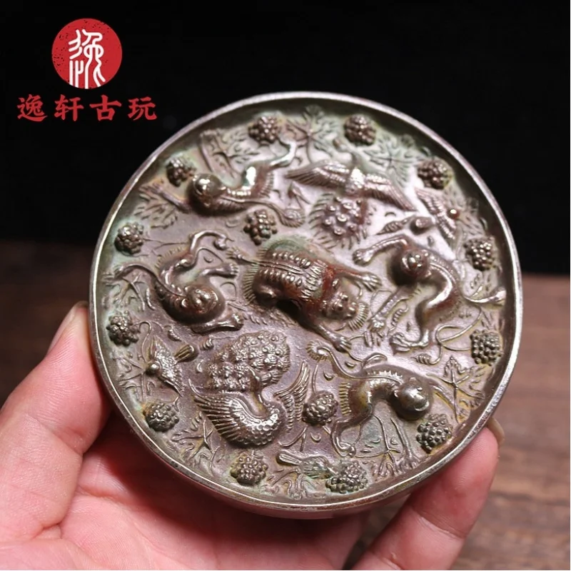 Exquisite Sea Creature Grape , Han Dynasty Replica, Bronze Mirror for Collection and Home Decoration