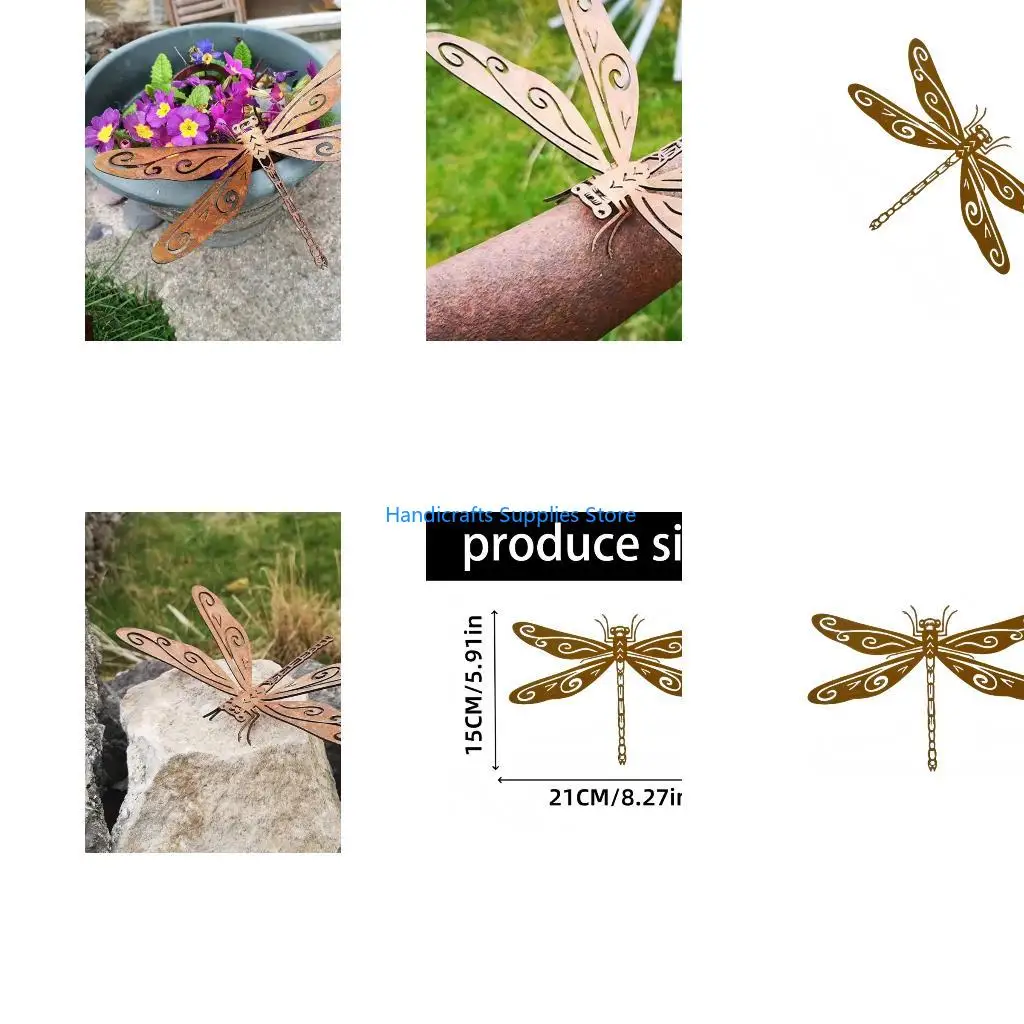 R1WA Artistic Metal Dragonflies Statue Handmade For Modern Garden Patios Decoration