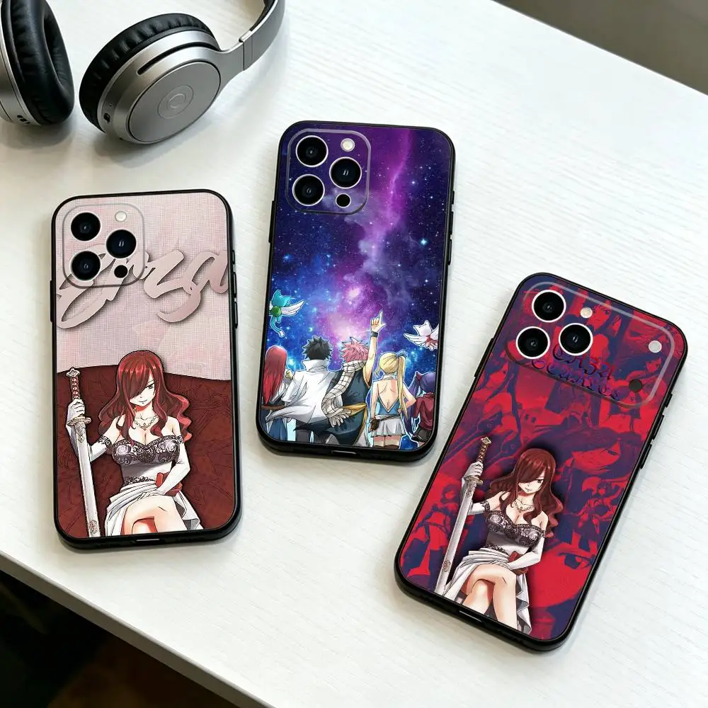 Чехол для телефона Fairy Tail Erza A-Anime для iPhone 17, 16, 15, 14, 13, 12, 11 Plus, Pro Max и других моделей, мягкий черный чехол, подарок