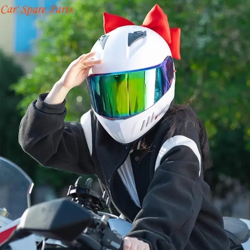 Y4UA Helmets Accessories Motorbike Helmets Decor Fashion Helmets Patches Motorcycle Helmets Decoration Adhesive Large Bowknot