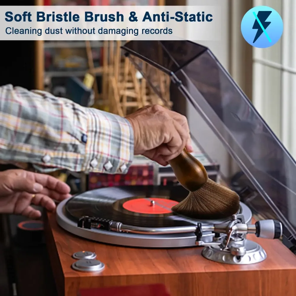 New Anti-Static Vinyl Record Cleaner Bristles Carbon Fiber Dust Cleaning Brush Tool Records Vinyl Vinyl Albums Cleaning