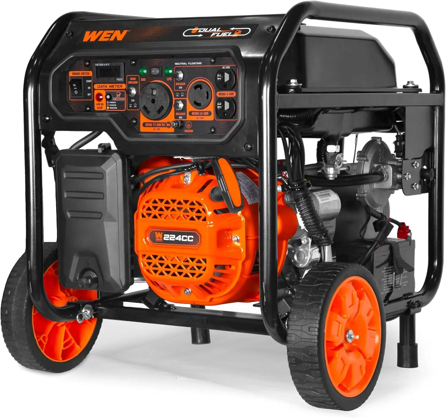 5600-Watt Dual Fuel Electric Start Generator with CO Watchdog 4.3-gallon Gas Tank Provide Up To 12.5 Hours of Half-load Run Time