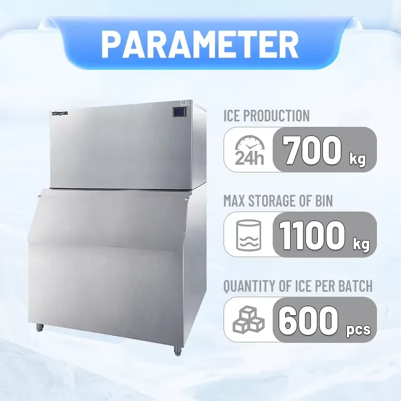 Large Capacity Automatic Ice Machine, Very Fast 13-15 Minutes Ice Production,cube Ice Machine 700 Kgcoffee/restaurant