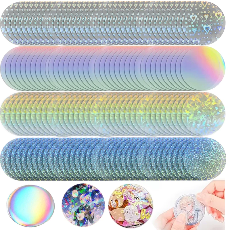 100PCS 70mm Holographic Badge Films DIY Pin Button Making Plastic Layers with Shimmer Effect for Crafting Emblem Production TMZ