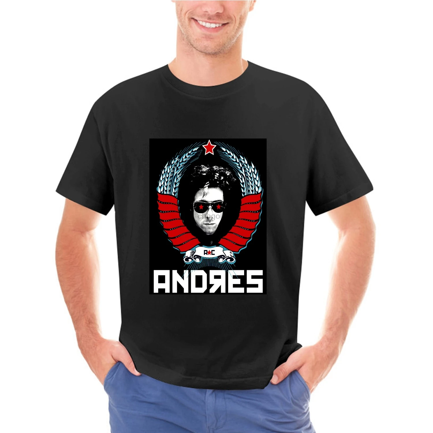 Andres Calamaro Men Fashion For Tops Black 100% Cotton Sports Fitness Plus Size Christmas Gift T-shirt