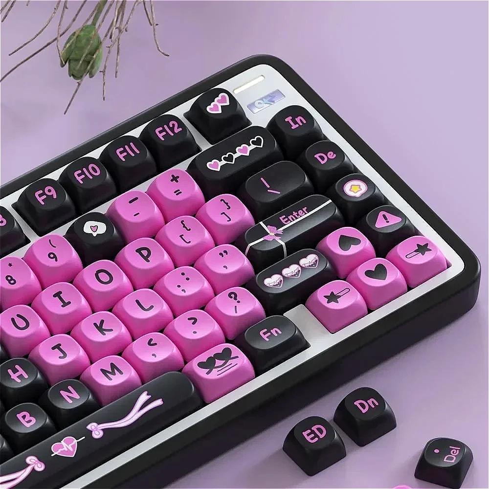 

PBT material 125/136 keys, SOA-like black powder, keycaps, personality, girls, love, suitable for mechanical keyboard keycaps