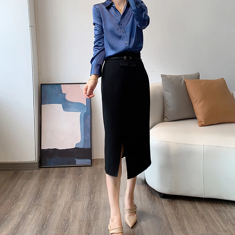 

Новинка: Женский топ из шелкового сатина с блеском, с воротником, для повседневной носки, универсальный, элегантный